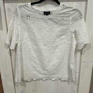 White eyelet top